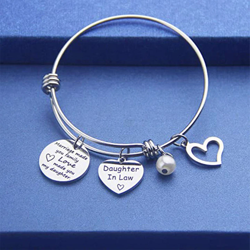 🎁FOR DAUGHTER-IN-LAW🎁MARRIAGE MADE YOU FAMILY LOVE MADE YOU MY DAUGHTER BANGLE BRACELET