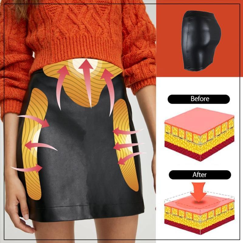 Stretch-Leather Bodycon Mini Skirt