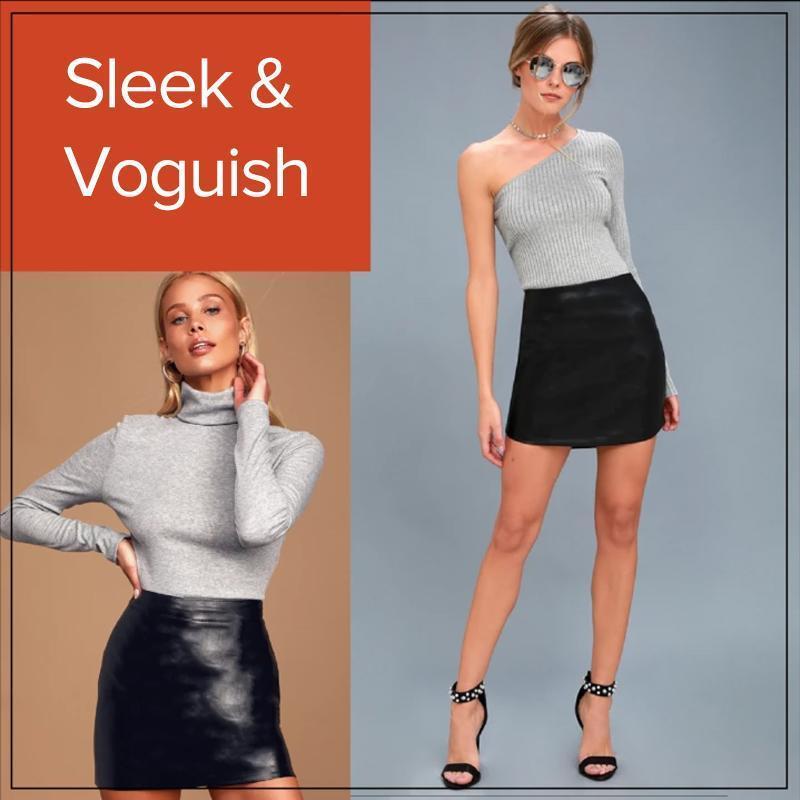 Stretch-Leather Bodycon Mini Skirt