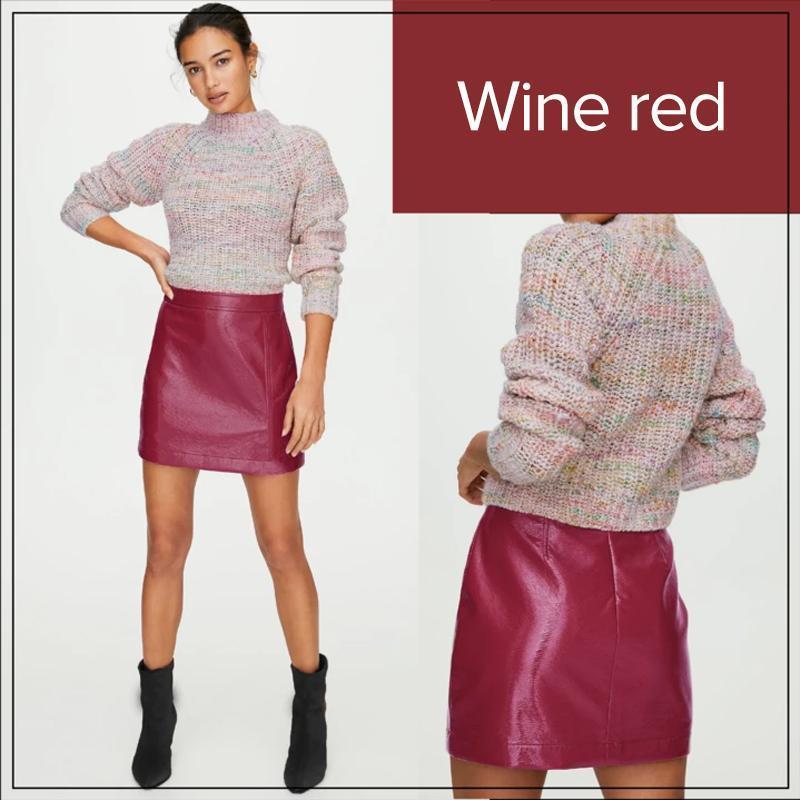 Stretch-Leather Bodycon Mini Skirt