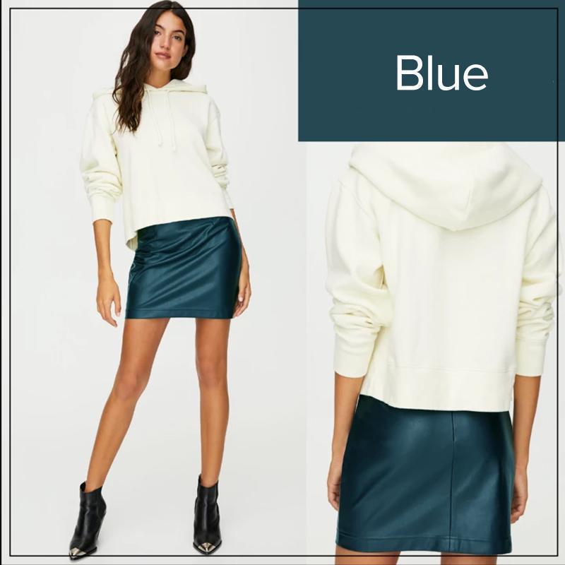 Stretch-Leather Bodycon Mini Skirt